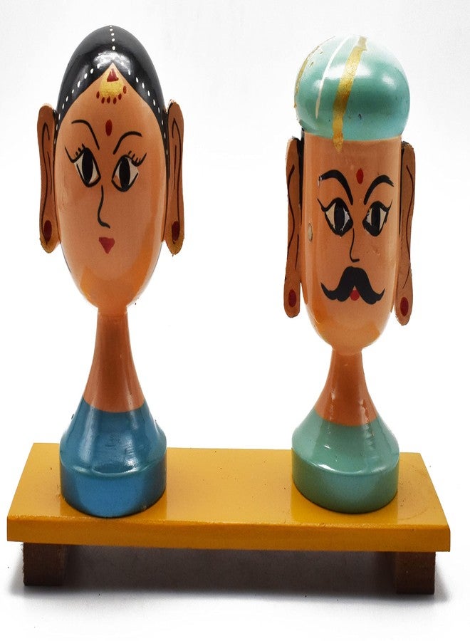 justhandmade Traditional Boy and Girl Doll | Wooden Pair Dolls | Girl Boy Dolls |Wooden Dolls | Golu Bommai (Blue) - Image 2